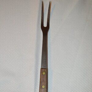 Vintage Robinson Knife Co USA Carving Fork Stainless Steel Wood Handle MCM